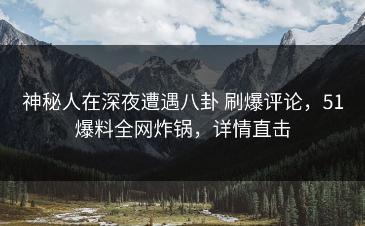 神秘人在深夜遭遇八卦 刷爆评论，51爆料全网炸锅，详情直击
