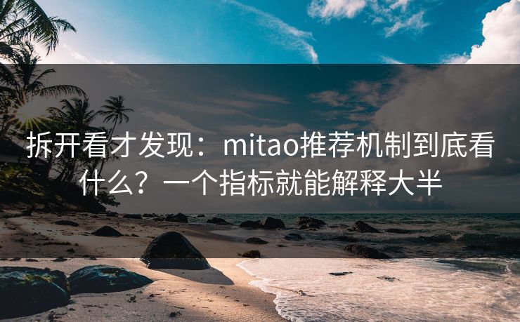 拆开看才发现：mitao推荐机制到底看什么？一个指标就能解释大半