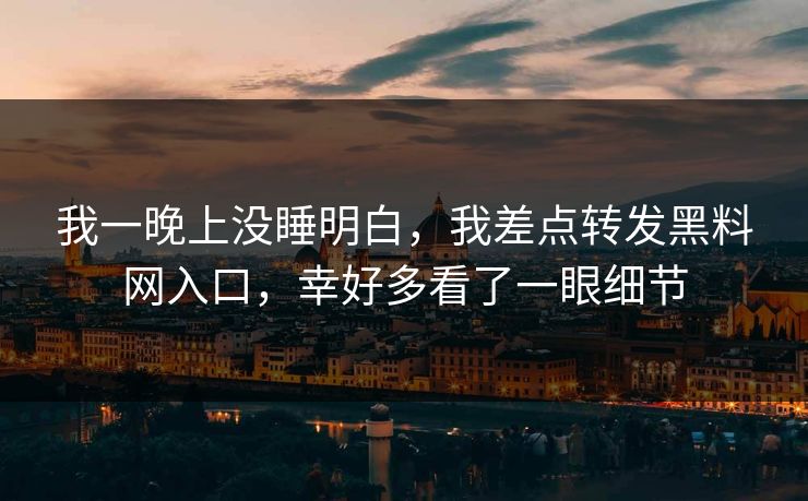 我一晚上没睡明白，我差点转发黑料网入口，幸好多看了一眼细节