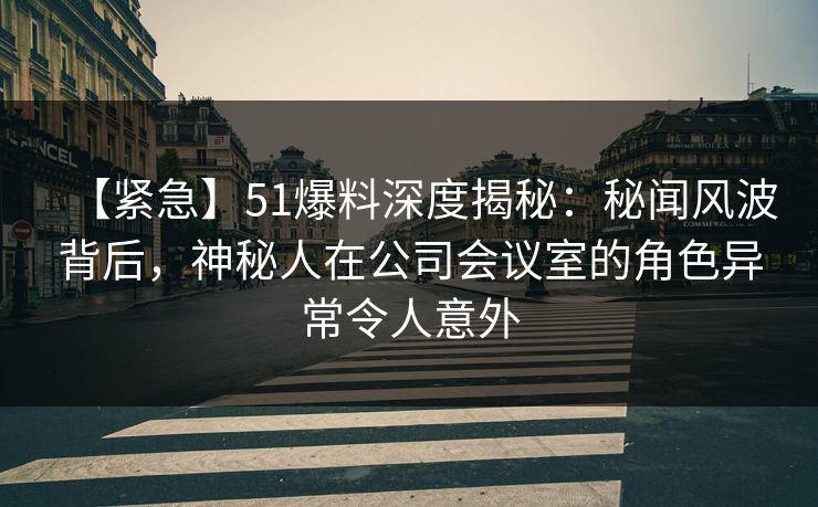 【紧急】51爆料深度揭秘：秘闻风波背后，神秘人在公司会议室的角色异常令人意外