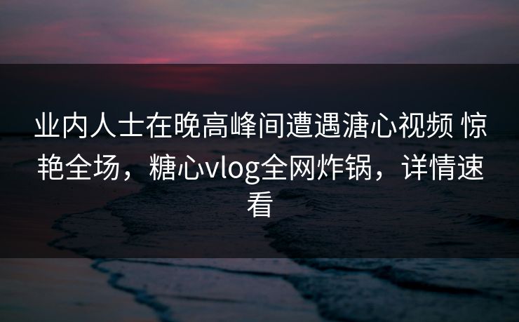 业内人士在晚高峰间遭遇溏心视频 惊艳全场，糖心vlog全网炸锅，详情速看