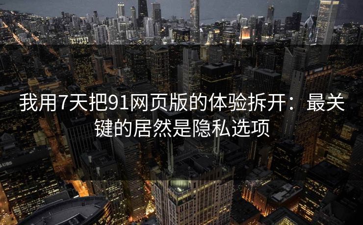 我用7天把91网页版的体验拆开：最关键的居然是隐私选项